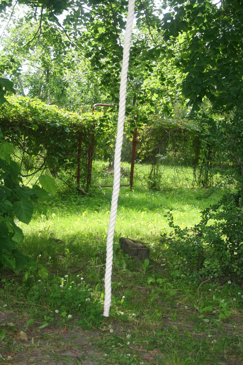 cotton climbing rope 1.2 thick organic climbing rope with metal mounts. white cotton fiber climbing rope 6-30 feet 2-10 m long great grip image 6