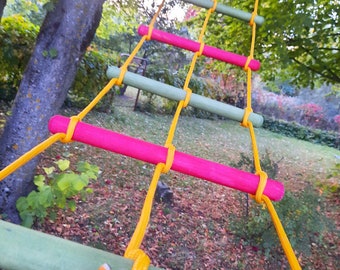 Colorful rope ladder for tree houses and kids playgrounds