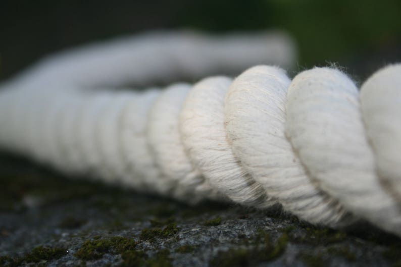 cotton climbing rope 1.2 thick organic climbing rope with metal mounts. white cotton fiber climbing rope 6-30 feet 2-10 m long great grip image 8