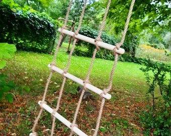 Double Rope Ladder with natural rope for treehouses, playgrounds, jungle gyms