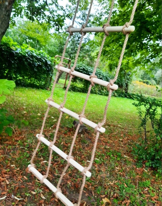 Double Rope Ladder With Natural Rope for Treehouses, Playgrounds, Jungle  Gyms 