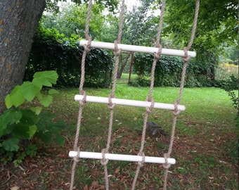 Tripple Ladder Net with natural rope for treehouses, playgrounds, jungle gyms