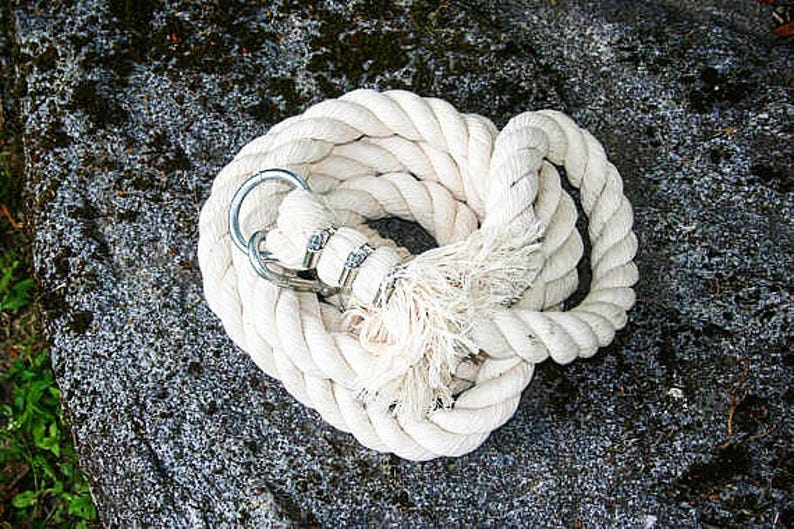 cotton climbing rope 1.2 thick organic climbing rope with metal mounts. white cotton fiber climbing rope 6-30 feet 2-10 m long great grip image 10
