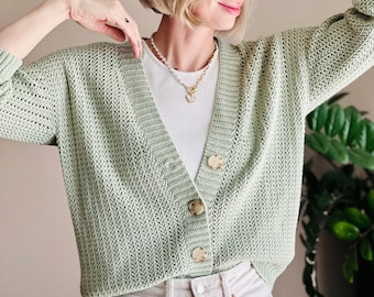 Lace Herringbone cardigan (PDF crochet pattern)