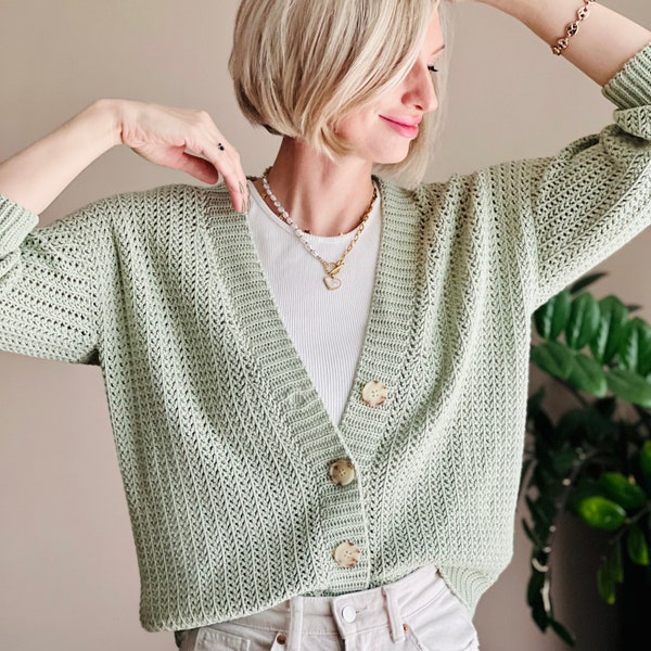 Lace Herringbone cardigan (PDF crochet pattern)