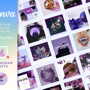 Instagram Post Templates Mystical Crystal - Canva Templates - Crystal Magical Mystical Energy - Astrology - Instagram