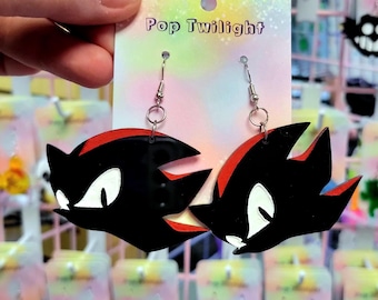 Red and Black Hedgehog, nerdy,  earrings, fandom,  video game