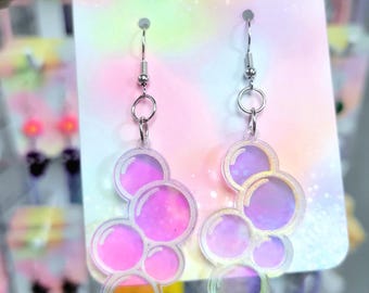 Acrylic Bubble Earrings, Iridescent Galaxy Design