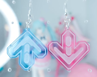 Dancing Machine Blue and Pink Earrings, Arrow Earrings
