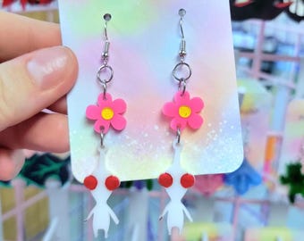 Nerdy White P Min Earrings, fandom,  video game