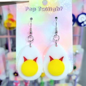 Deviled Egg Dangle Earrings, Stainless Steel, Foodie Jewelry, Food Accessories, Breakfast