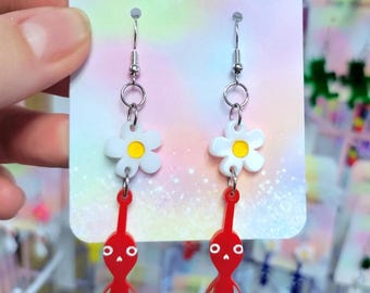 Nerdy Red P Min Earrings, fandom,  video game