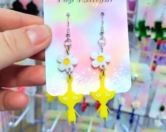Nerdy Yellow P Min Earrings, fandom,  video game