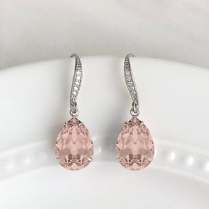 Teardrop bridal earrings - blush pink earrings - bridal jewelry - bridesmaids earrings - Avery earrings