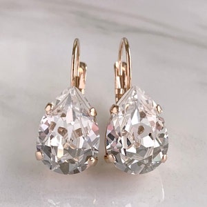 Rose gold wedding earrings - simple drop earrings - teardrop earrings - wedding jewelry - dewdrop
