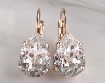 Rose gold wedding earrings - simple drop earrings - teardrop earrings - wedding jewelry - dewdrop