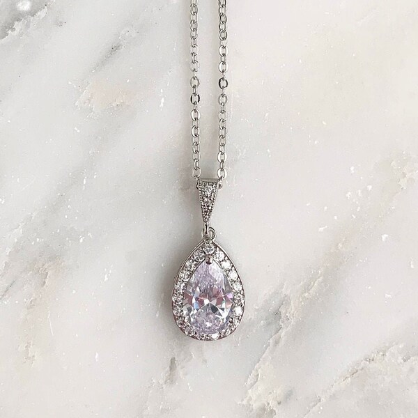 Teardrop Necklace Etsy