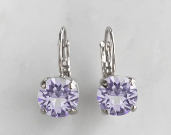 Swarovski crystal drop earrings - lavender earrings - smoky mauve - bridesmaid earrings