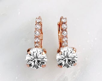 Pendientes colgantes de cristal de oro rosa: joyas para damas de honor