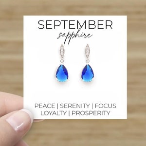 Sapphire crystal earrings - sapphire blue drop earrings
