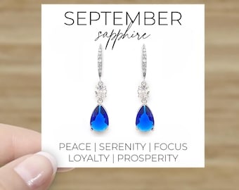 Sapphire Crystal Earrings - September Birthstone - Silver or Gold
