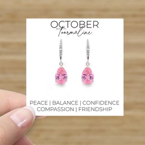 Birthstone earrings - pink tourmaline earrings - October birthstone - crystal earrings - Avery