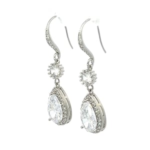 Teardrop wedding earrings - wedding jewelry for brides - clear crystal halo
