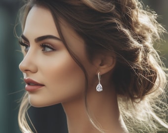 Teardrop bridal earrings - wedding jewelry for brides - Avery