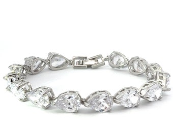 Pear tennis bracelet - bridal bracelet - Auden