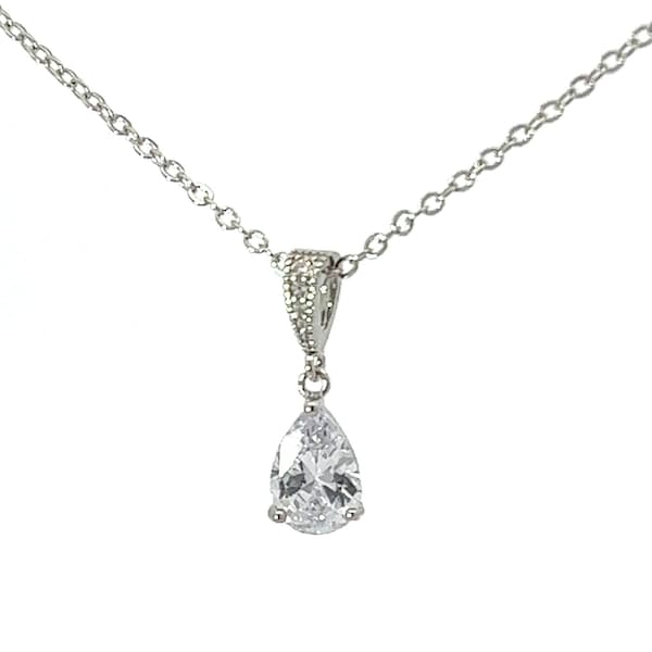 Mini teardrop pendant - pear shaped bridal necklace