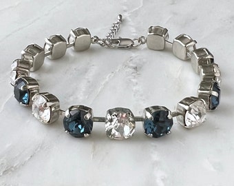 Chunky tennis bracelet - sapphire crystal bracelet