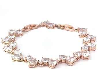 Mini rose gold tennis bracelet - bridal bracelet