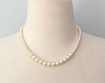 Pearl wedding necklace - graduated pearl necklace