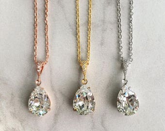 Wedding pendant - bridal jewelry - teardrop necklace - Avery necklace