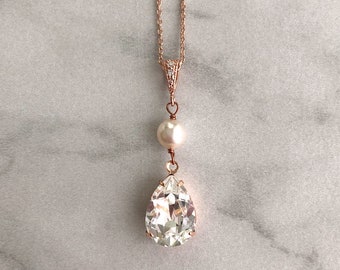 Wedding necklace - dainty bridal necklace - rose gold necklace - simple wedding necklace - bridesmaids necklace - Charlotte