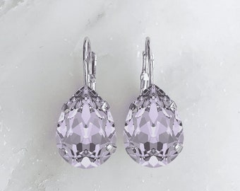 Lavender crystal earrings - purple bridesmaid earrings - swarovski crystal - dewdrop earrings