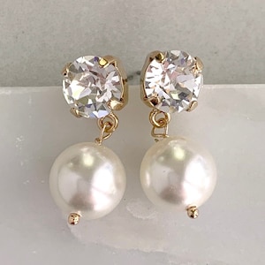Pearl drop earrings - Emmaline gold earrings