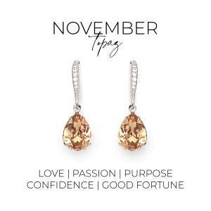 Pendientes de topacio dorado - Pendientes con piedra natal de noviembre - Pendientes de cristal - Avery