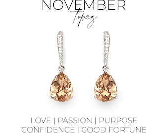 Golden topaz earrings - November birthstone earrings - crystal earrings - Avery