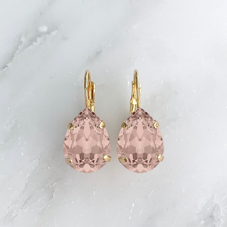 Wedding jewelry dewdrop earrings blush pink earrings teardrop earrings