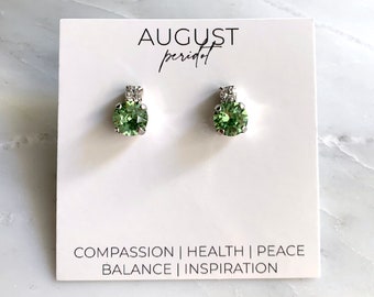 Peridot stud earrings - minimalist jewelry - August birthstone - crystal earrings - Sophia earrings