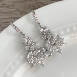 Crystal earrings - wedding earrings - dainty bridal earrings - Theodora