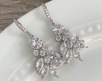 Crystal earrings - wedding earrings - dainty bridal earrings - Theodora