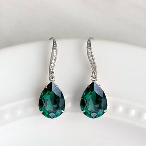 Emerald crystal earrings - May birthstone - birthstone earrings - birthday gift - Avery