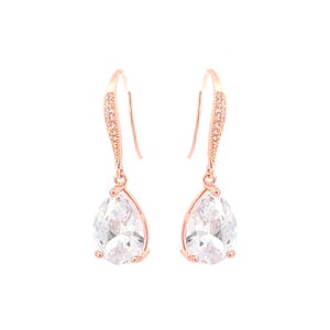 Rose gold wedding earrings - teardrop bridal earrings - rose gold pear drop earrings - Avery