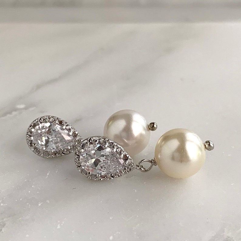 Pearl Drop Bridesmaids Earrings Blush Pearls Rose Gold Etsy