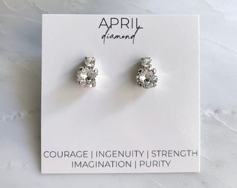 Created diamond stud earrings - minimalist jewelry - April birthstone - crystal earrings - Sophia earrings