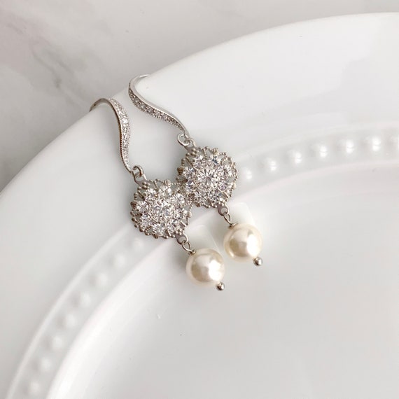 Simple wedding earrings bridal earrings bridesmaid | Etsy