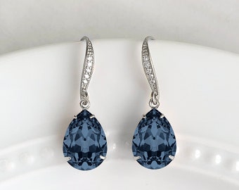 Sapphire bridal earrings - sapphire blue wedding earrings - bridal jewelry - sapphire bridesmaids earrings - Avery earrings
