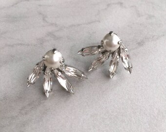 Bridal jewelry - wedding earrings - vintage crystal earrings - stud earrings
